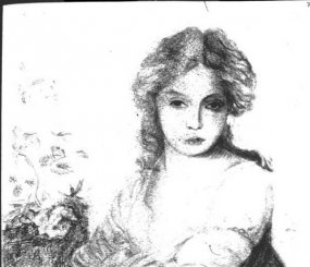 Карандашный рисунок на тему портрета Елены Нарышкиной кисти В. Л. Боровиковского