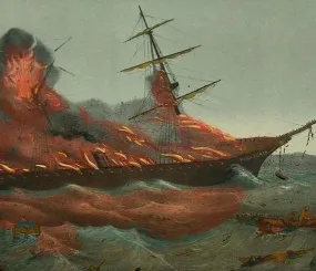 Пожар на пароходе «Австрия». Картина неизвестного автора. XIX век