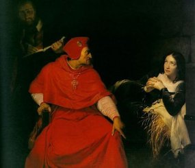 На допросе у кардинала/Joan of Arc is interrogated by The Cardinal of Winchester in her prison, c. 1824 Paul Delaroche, (1797–1856)