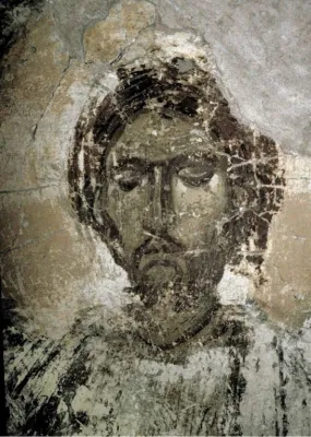 Христос из Деисуса. Фреска Мартириевской паперти Софийского собора в Новгороде. 1144 г.