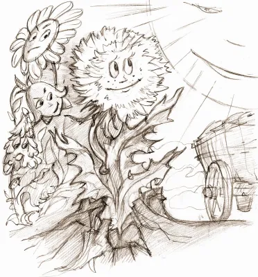 Одуванчик и Солнце. Рис. Тамары Твердохлеб