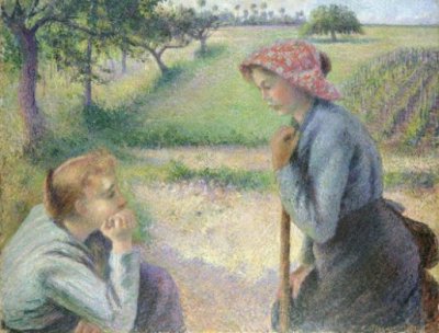 Камиль Писсарро. Две беседующие крестьянки, 1892