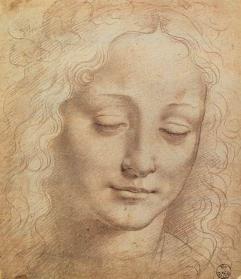 Леонардо да Винчи. Голова женщины, 1500-е годы