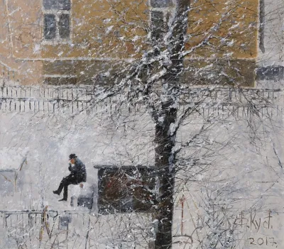 Художник Дмитрий Кустанович. «Первый снегопад», 2017