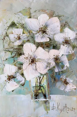 Букет с белыми цветами. Художник Дмитрий Кустанович 