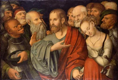 Христос и блудница. Лукас Младший Кранах, ок. 1532 года