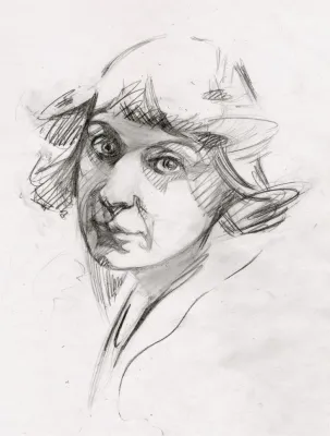 М.И. Цветаева. Карандаш, набросок Л. Левченко. Карандаш