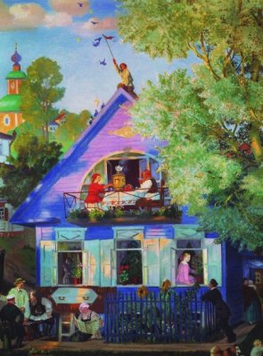 Кустодиев. Голубой домик, 1920