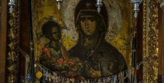 Икона Божией Матери, именуемая Троеручица, из монастыря Хиландар