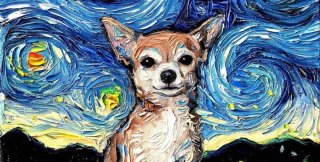 Портреты собак в стиле "Звездной ночи" Ван Гога